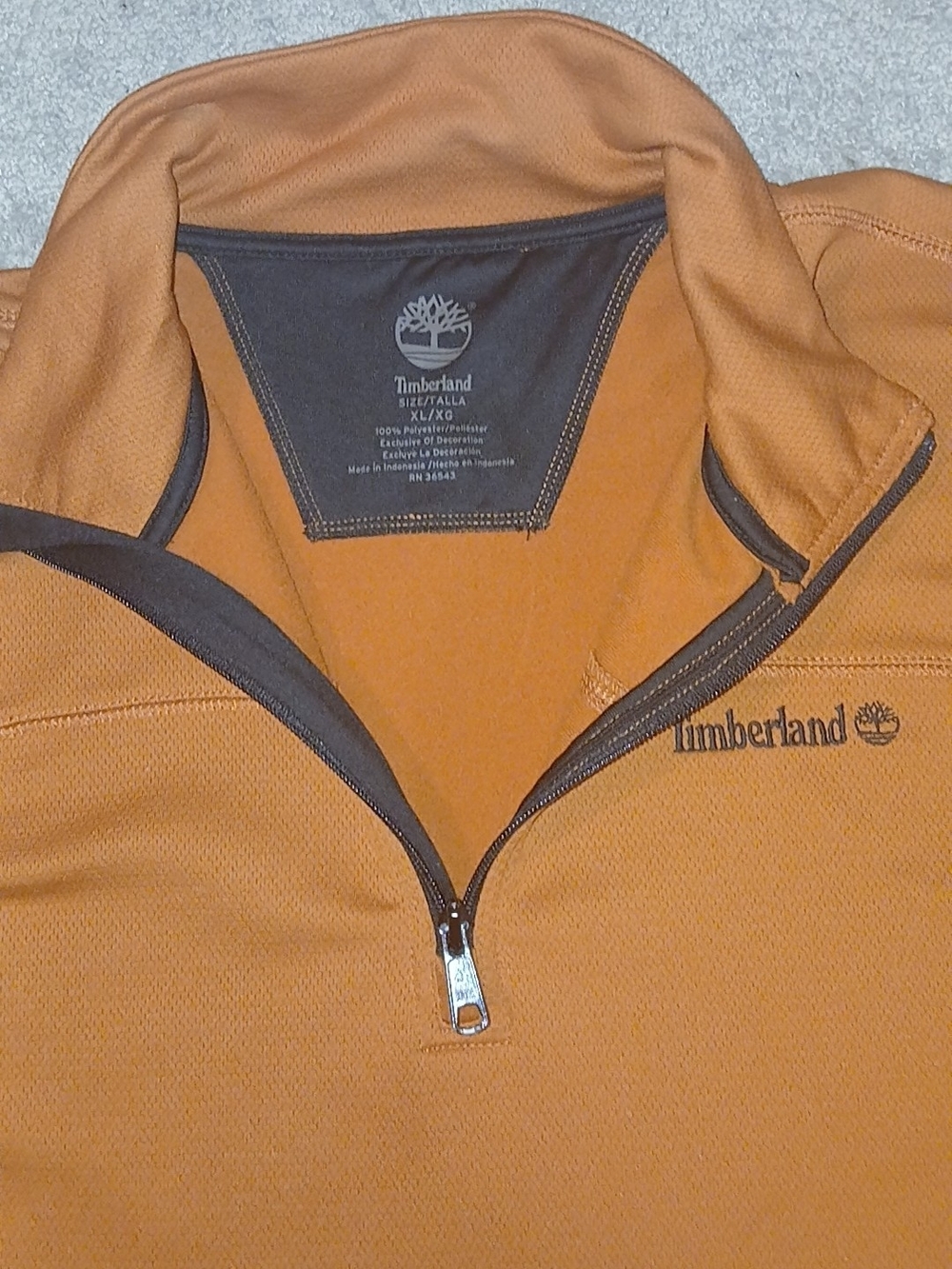 Timberland Men's Orange Quarter-Zip Pullover Jacket